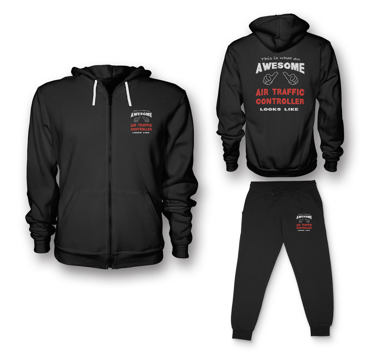 Air Traffic Controller Designed Zipped Hoodies & Sweatpants Set