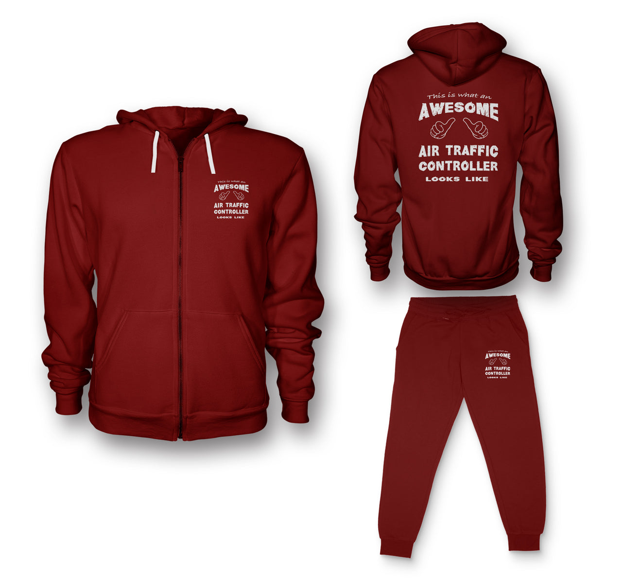 Air Traffic Controller Designed Zipped Hoodies & Sweatpants Set