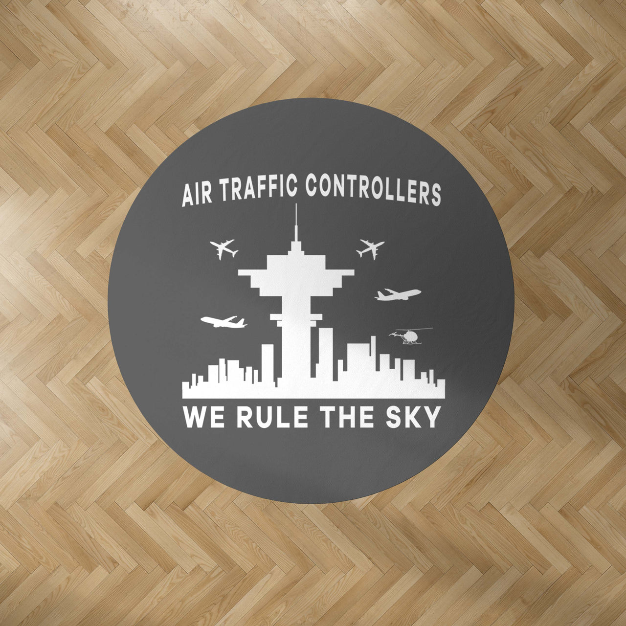 Air Traffic Controllers - We Rule The Sky Designed Carpet & Floor Mats (Round)