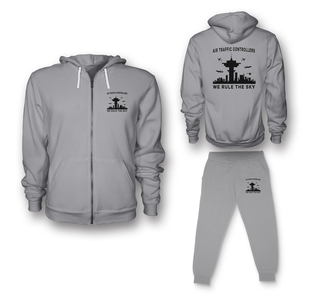 Air Traffic Controllers - We Rule The Sky Designed Zipped Hoodies & Sweatpants Set