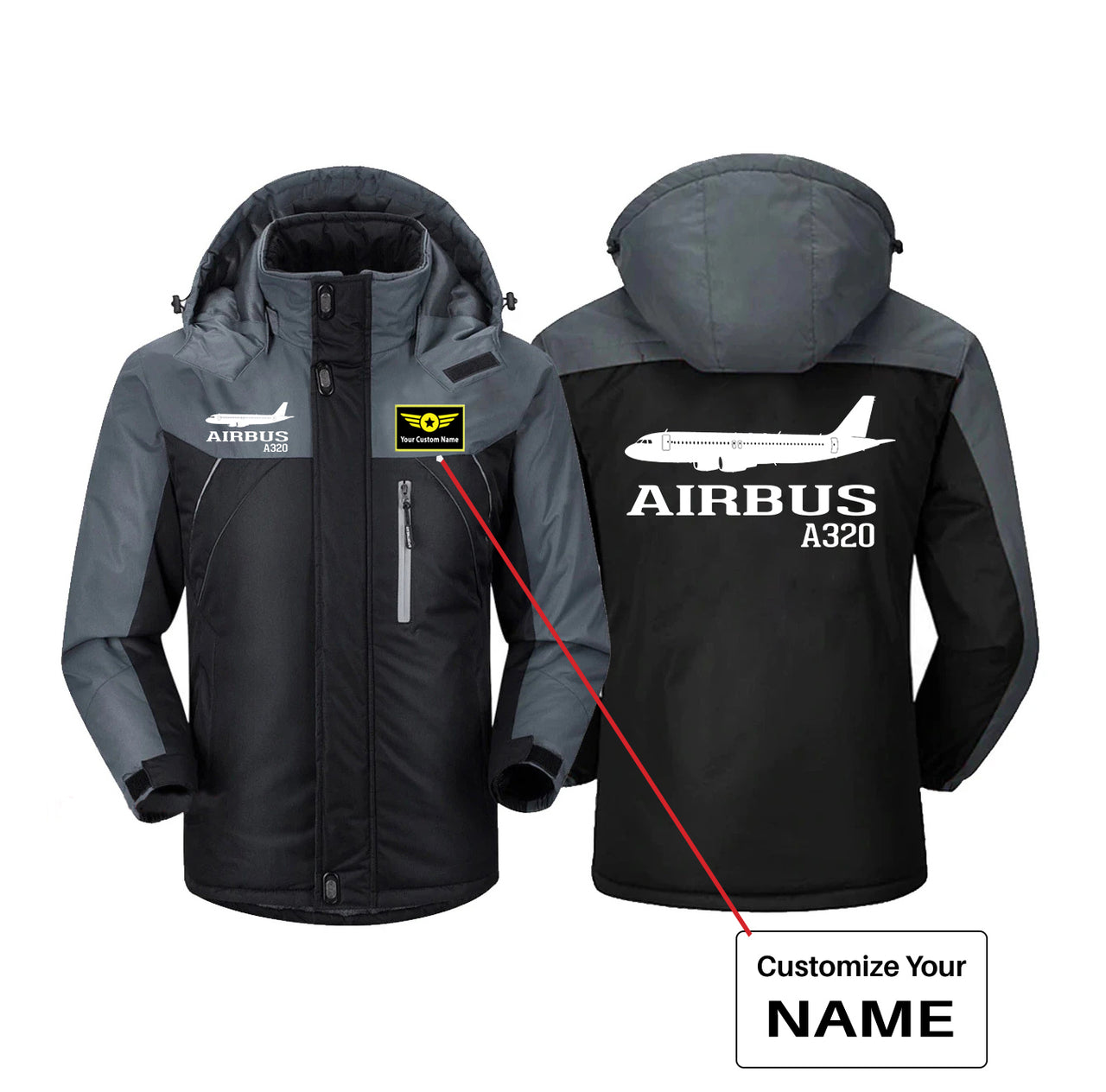 Airbus A320 Printed Designed Thick Winter Jackets