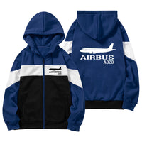 Thumbnail for Airbus A320 Printed Designed Colourful Zipped Hoodies