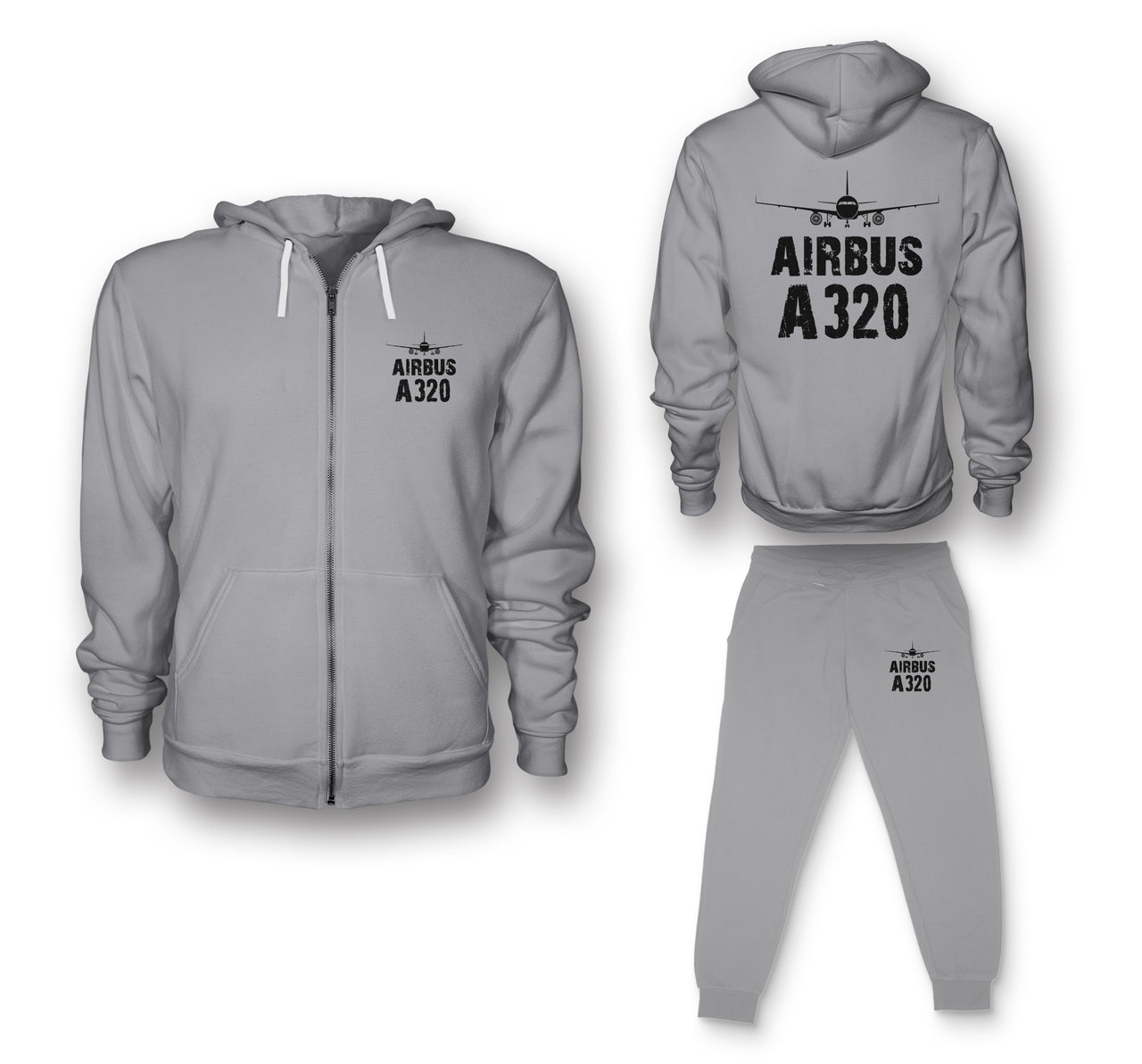 Airbus A320 & Plane Designed Zipped Hoodies & Sweatpants Set