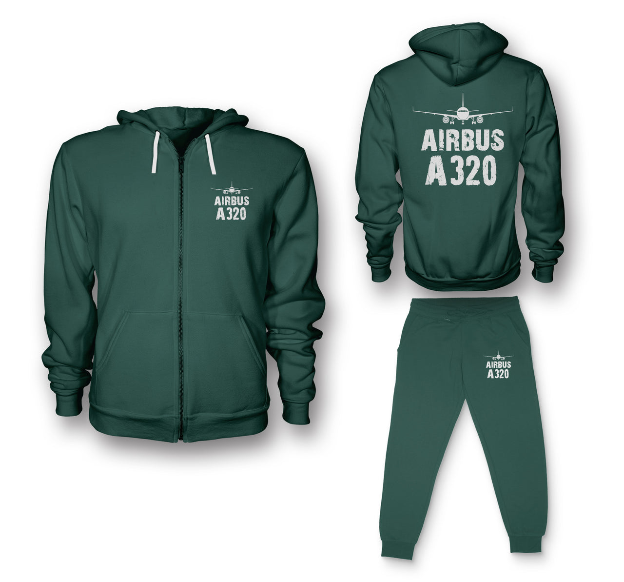 Airbus A320 & Plane Designed Zipped Hoodies & Sweatpants Set