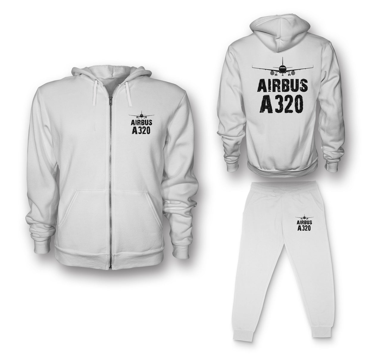 Airbus A320 & Plane Designed Zipped Hoodies & Sweatpants Set