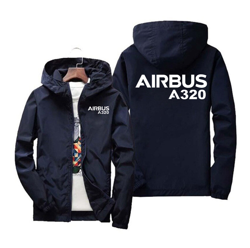 Airbus A320 & Text Designed Windbreaker Jackets