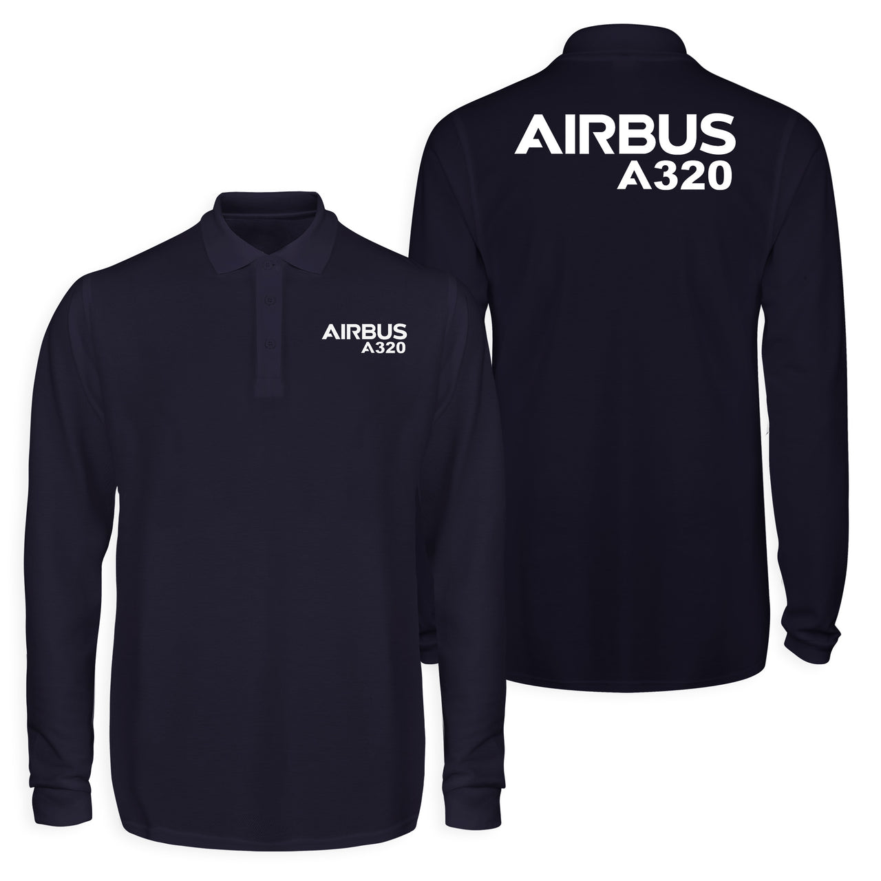 Airbus A320 & Text Designed Long Sleeve Polo T-Shirts (Double-Side)