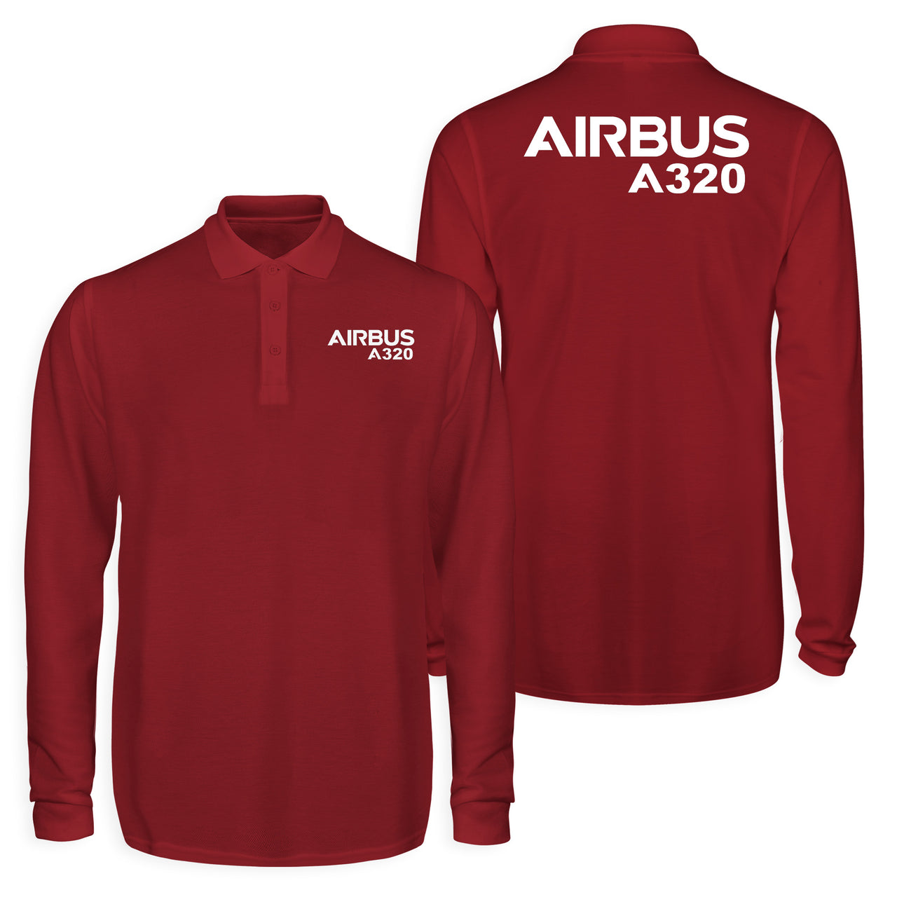 Airbus A320 & Text Designed Long Sleeve Polo T-Shirts (Double-Side)