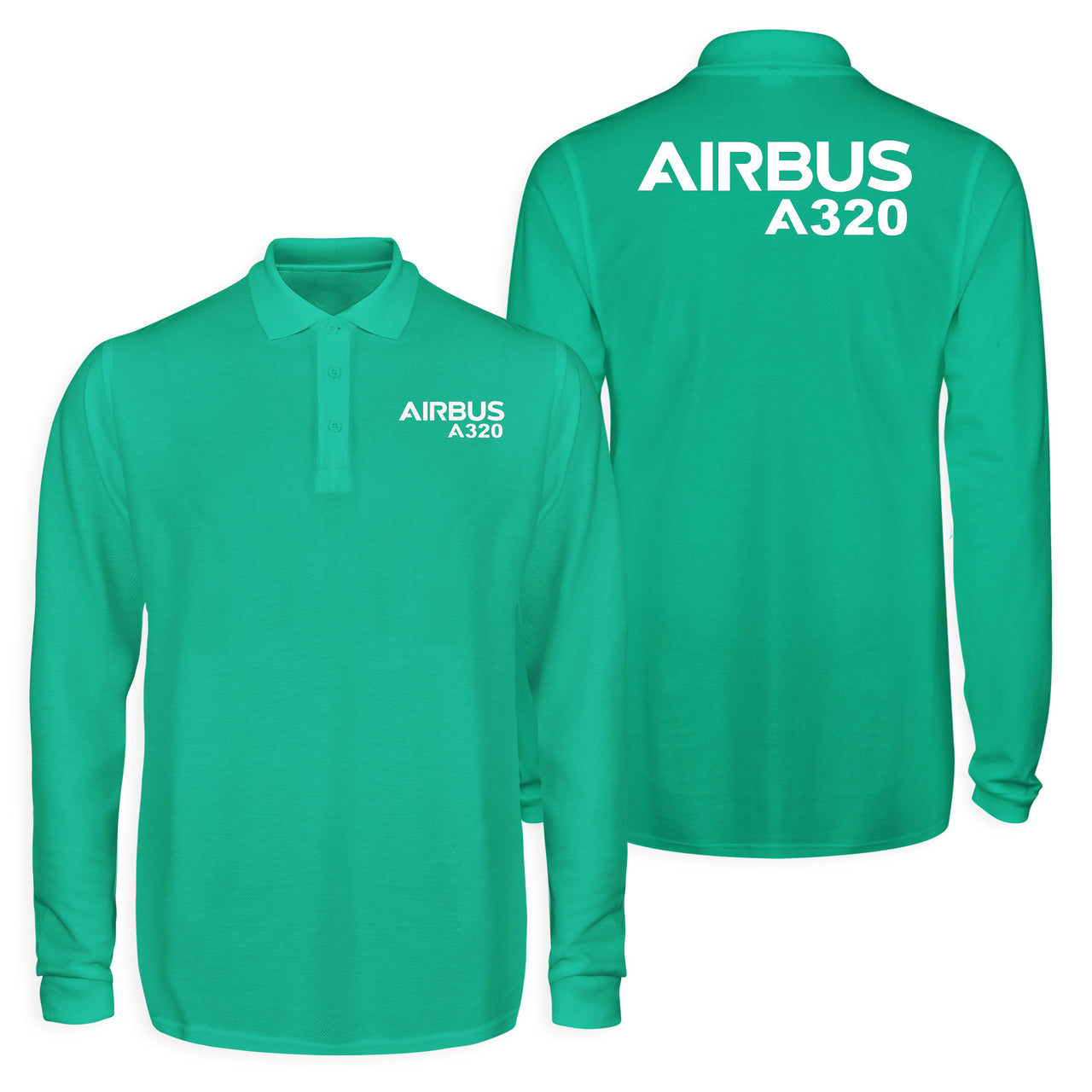 Airbus A320 & Text Designed Long Sleeve Polo T-Shirts (Double-Side)