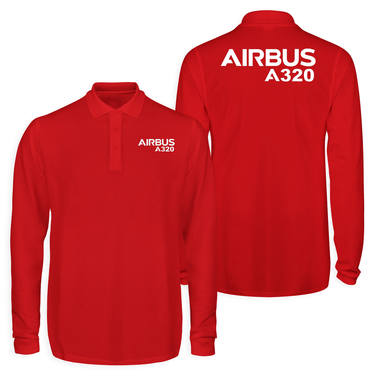 Airbus A320 & Text Designed Long Sleeve Polo T-Shirts (Double-Side)