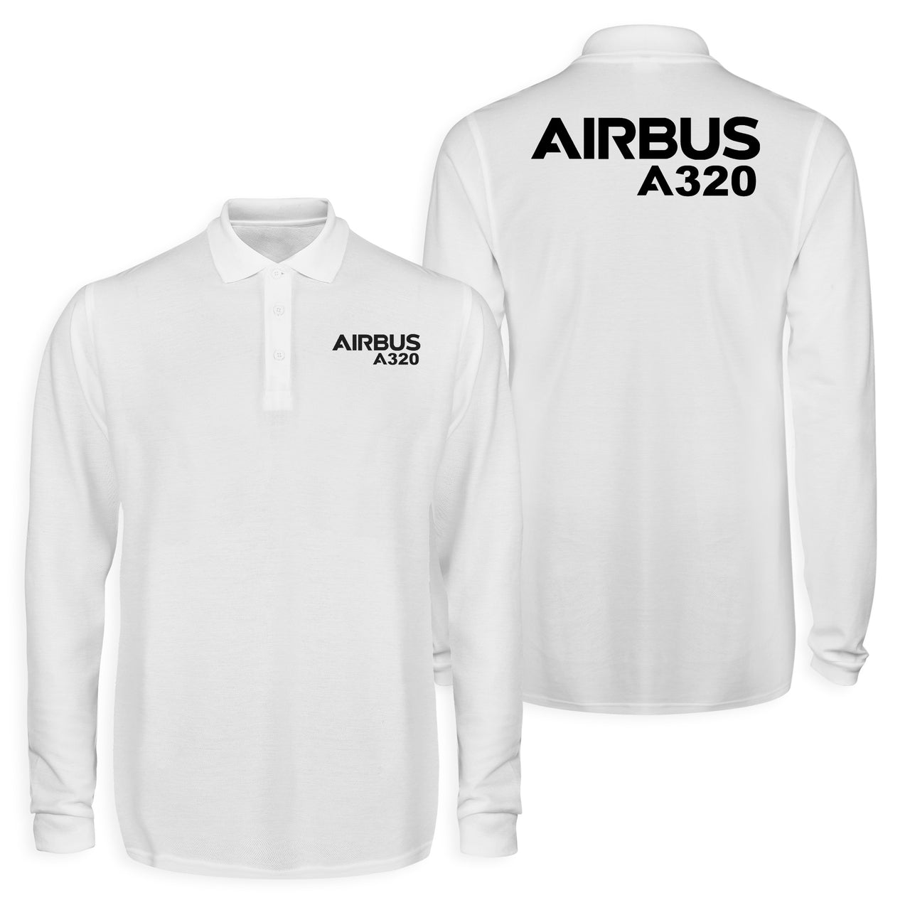 Airbus A320 & Text Designed Long Sleeve Polo T-Shirts (Double-Side)