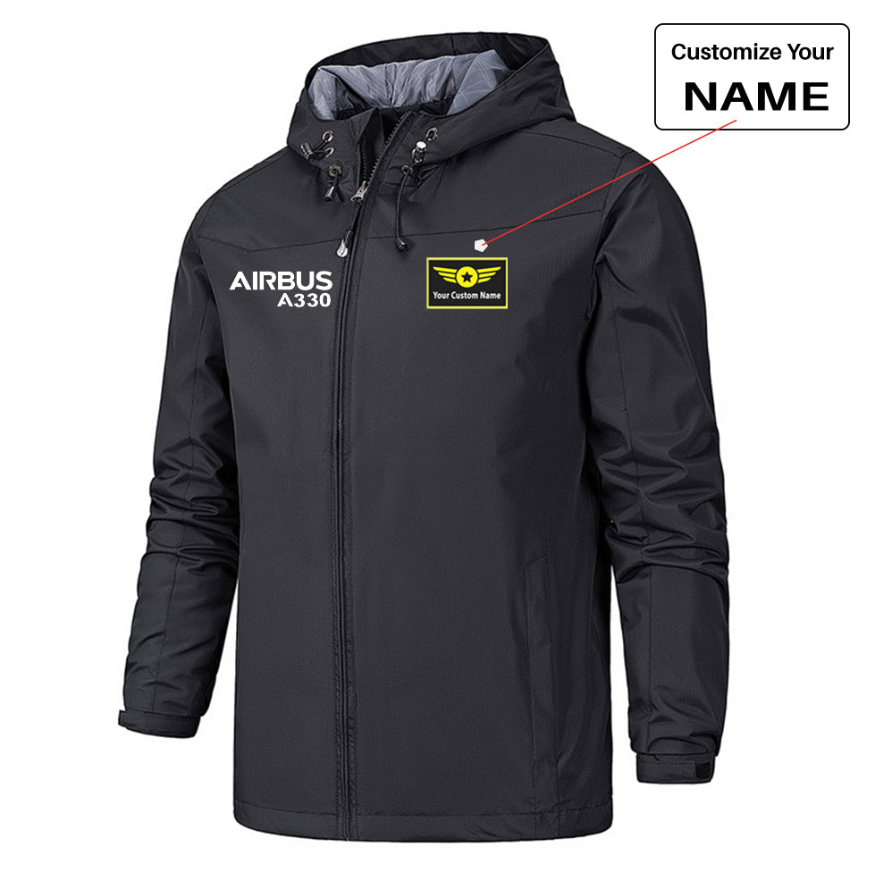 Airbus A330 & Text Designed Rain Jackets & Windbreakers