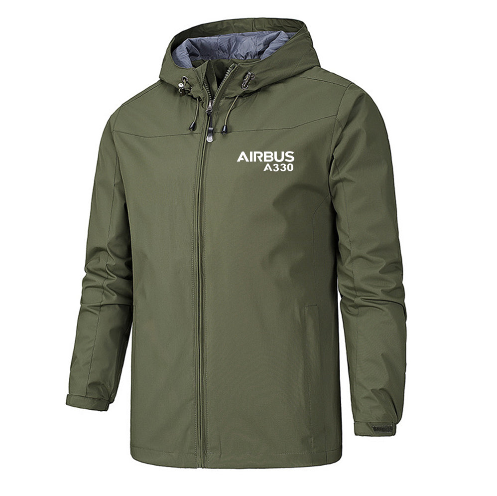 Airbus A330 & Text Designed Rain Jackets & Windbreakers