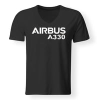 Thumbnail for Airbus A330 & Text Designed V-Neck T-Shirts