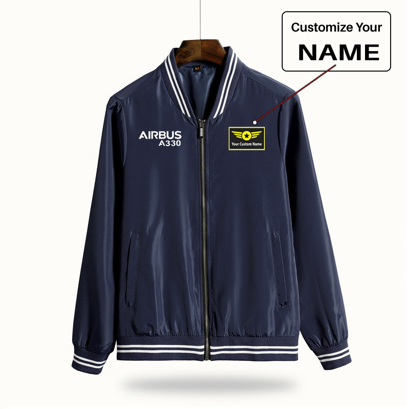 Airbus A330 & Text Designed Thin Spring Jackets