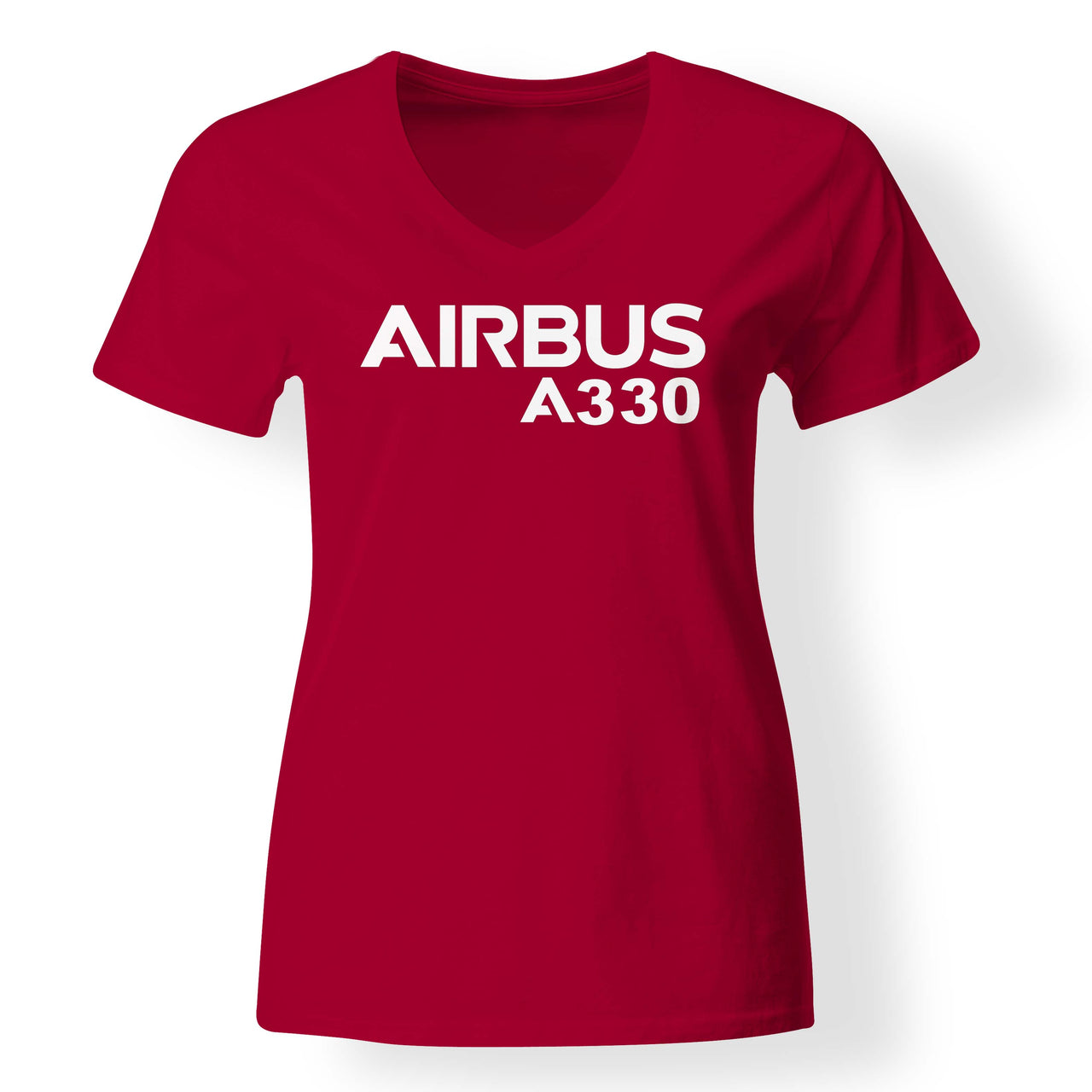 Airbus A330 & Text Designed V-Neck T-Shirts