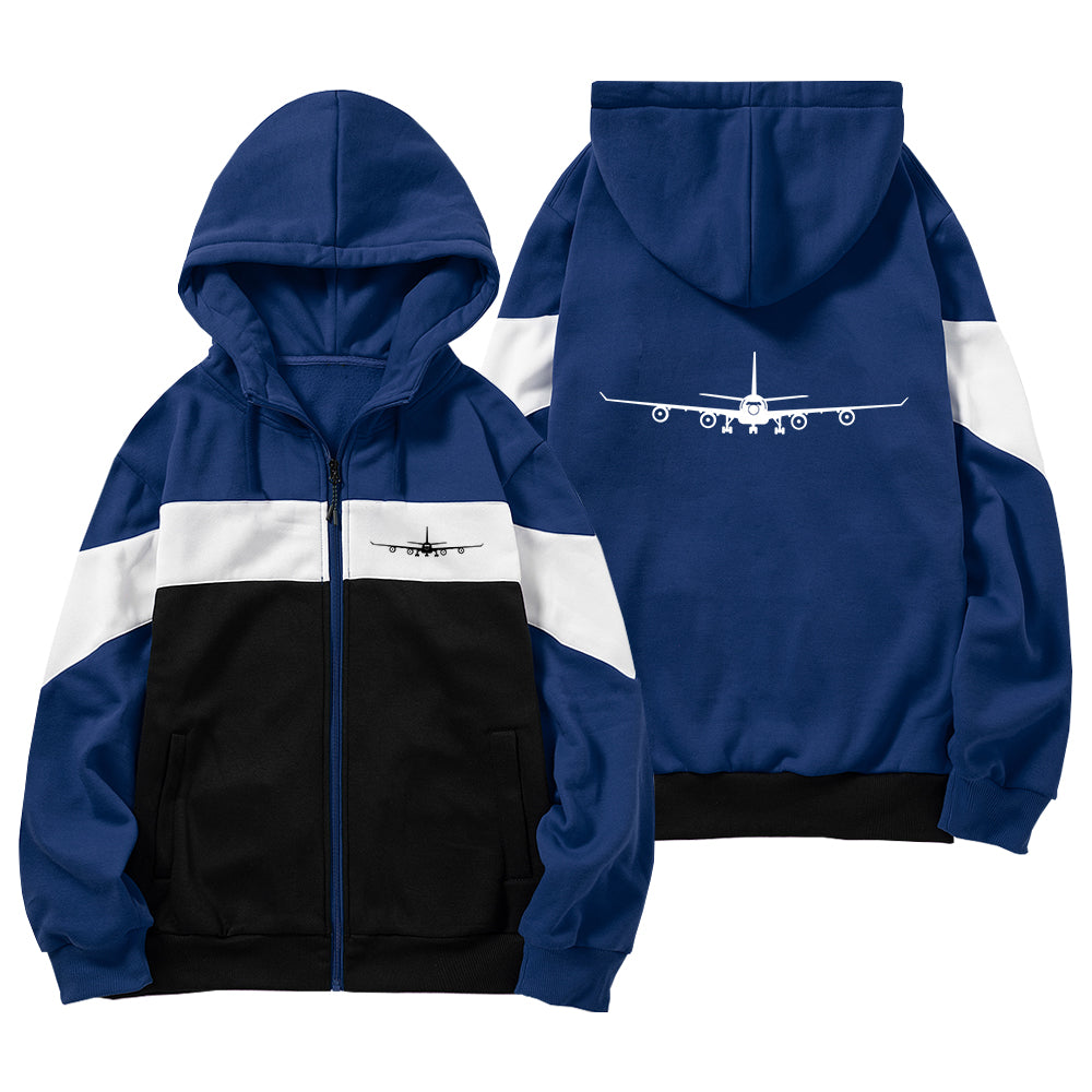 Airbus A340 Silhouette Designed Colourful Zipped Hoodies