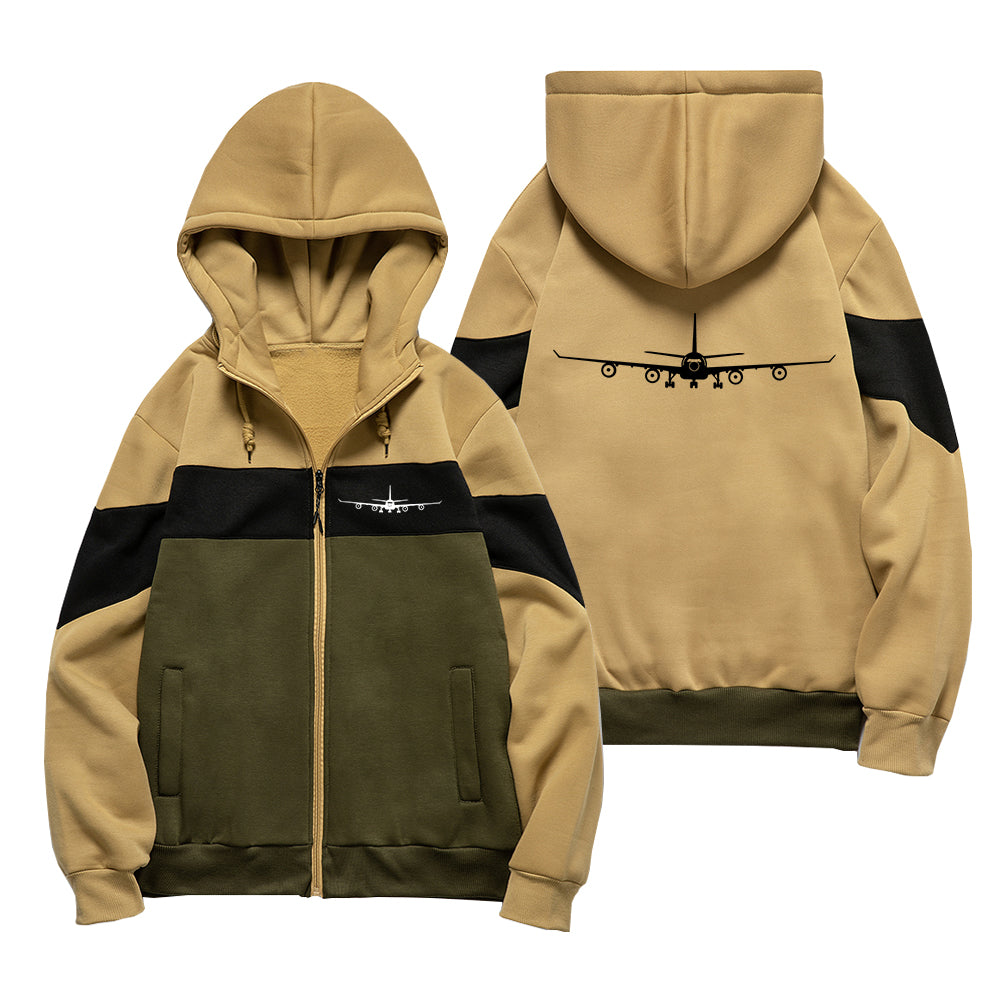 Airbus A340 Silhouette Designed Colourful Zipped Hoodies