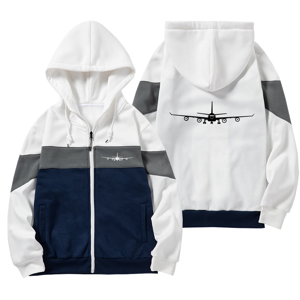 Airbus A340 Silhouette Designed Colourful Zipped Hoodies