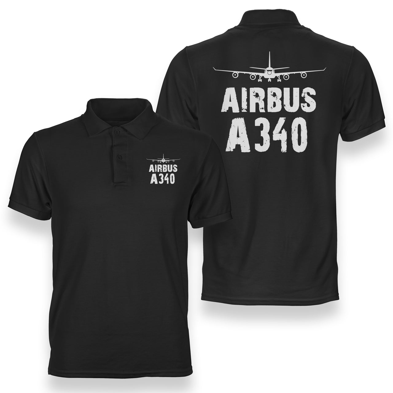 Airbus A340 & Plane Designed Double Side Polo T-Shirts