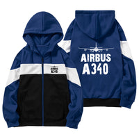 Thumbnail for Airbus A340 & Plane Designed Colourful Zipped Hoodies