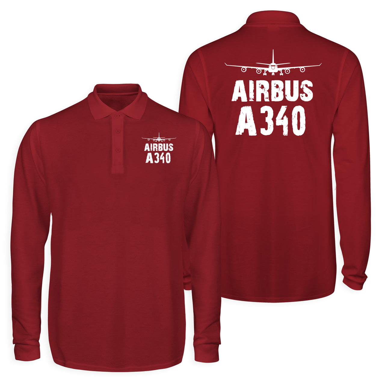 Airbus A340 & Plane Designed Long Sleeve Polo T-Shirts (Double-Side)