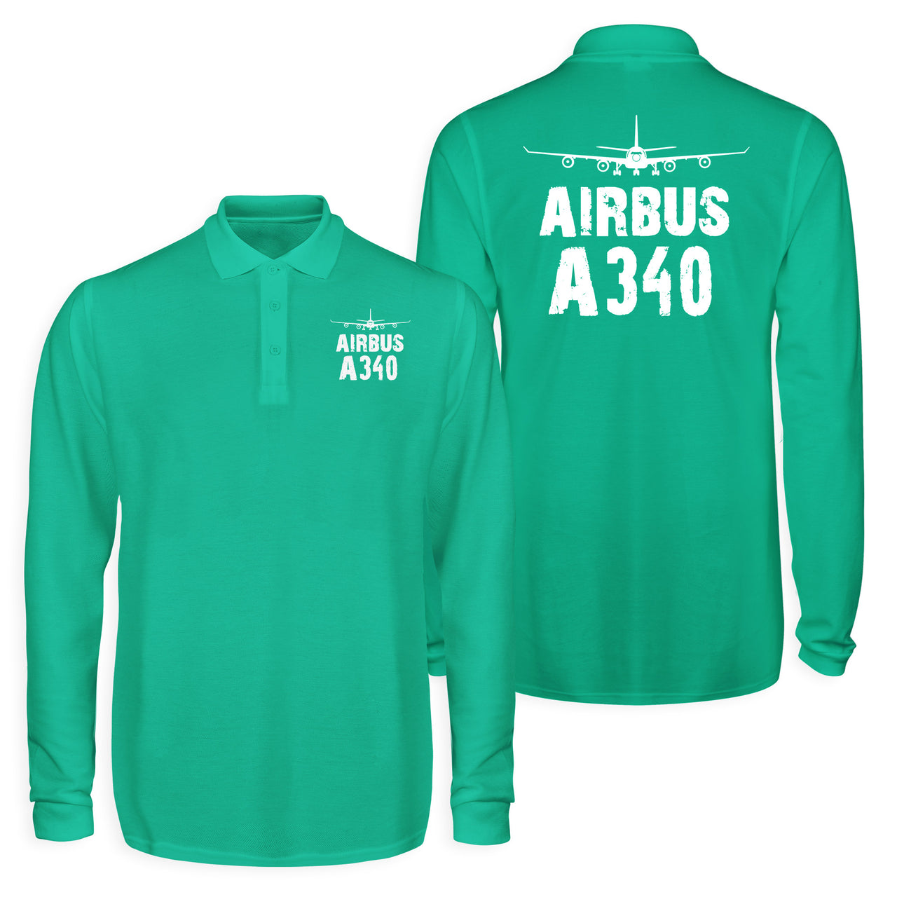 Airbus A340 & Plane Designed Long Sleeve Polo T-Shirts (Double-Side)