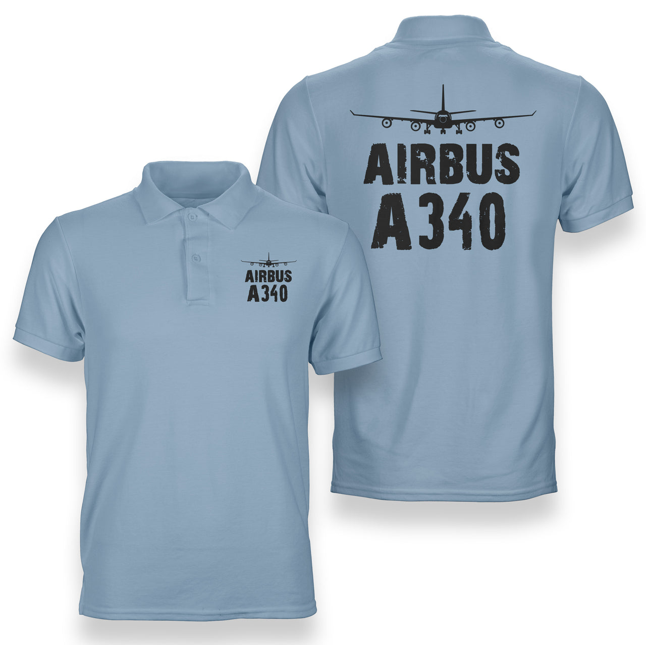 Airbus A340 & Plane Designed Double Side Polo T-Shirts