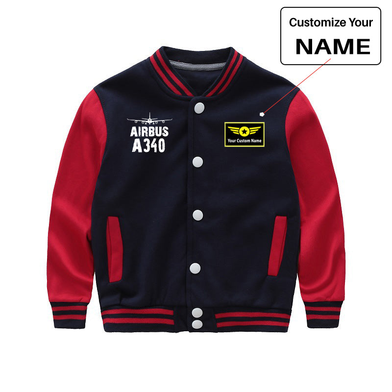 Airbus A340 & Plane Designed "CHILDREN" Baseball Jackets