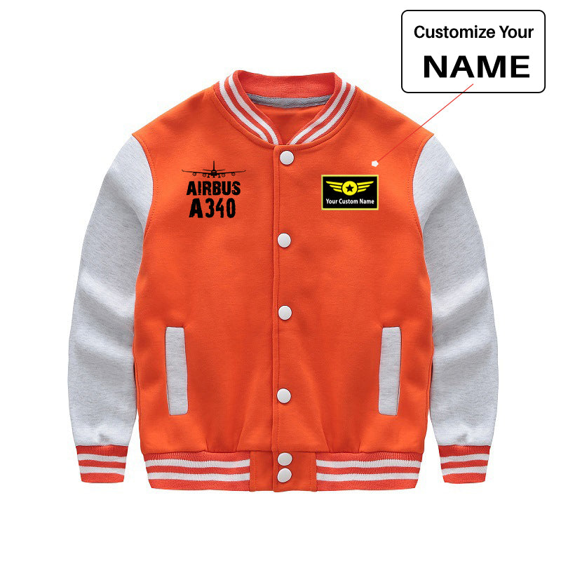 Airbus A340 & Plane Designed "CHILDREN" Baseball Jackets