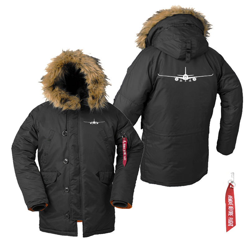 Airbus A350 Silhouette Designed Parka Bomber Jackets