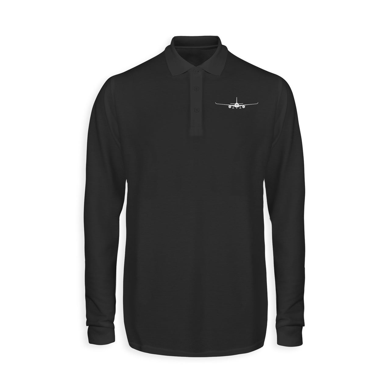 Airbus A350 Silhouette Designed Long Sleeve Polo T-Shirts