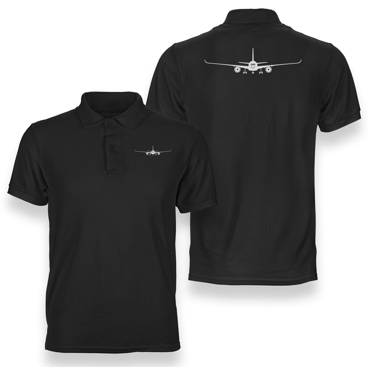 Airbus A350 Silhouette Designed Double Side Polo T-Shirts