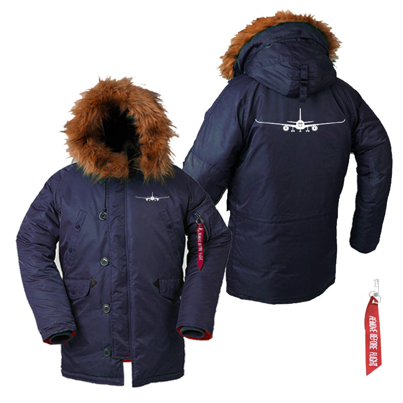 Airbus A350 Silhouette Designed Parka Bomber Jackets