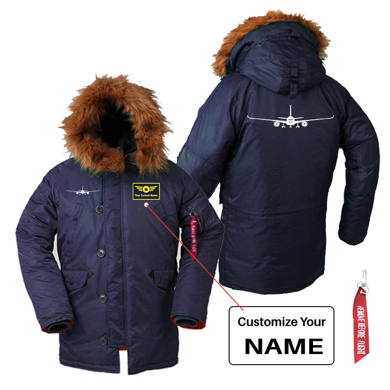 Airbus A350 Silhouette Designed Parka Bomber Jackets