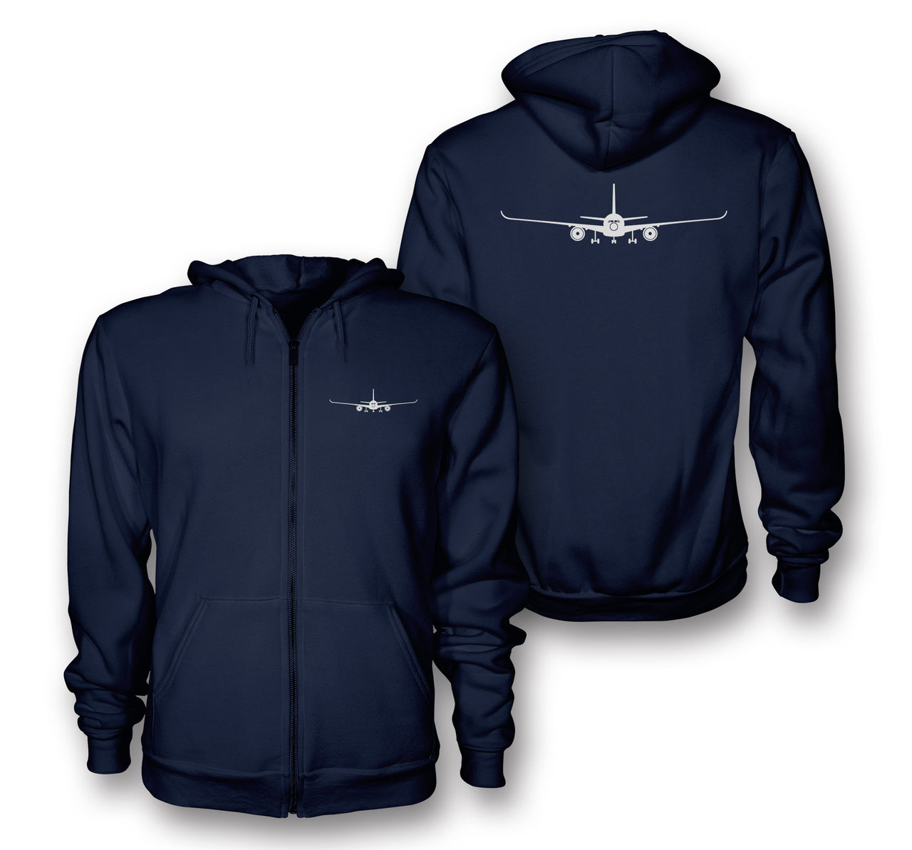 Airbus A350 Silhouette Designed Zipped Hoodies