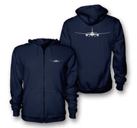 Thumbnail for Airbus A350 Silhouette Designed Zipped Hoodies