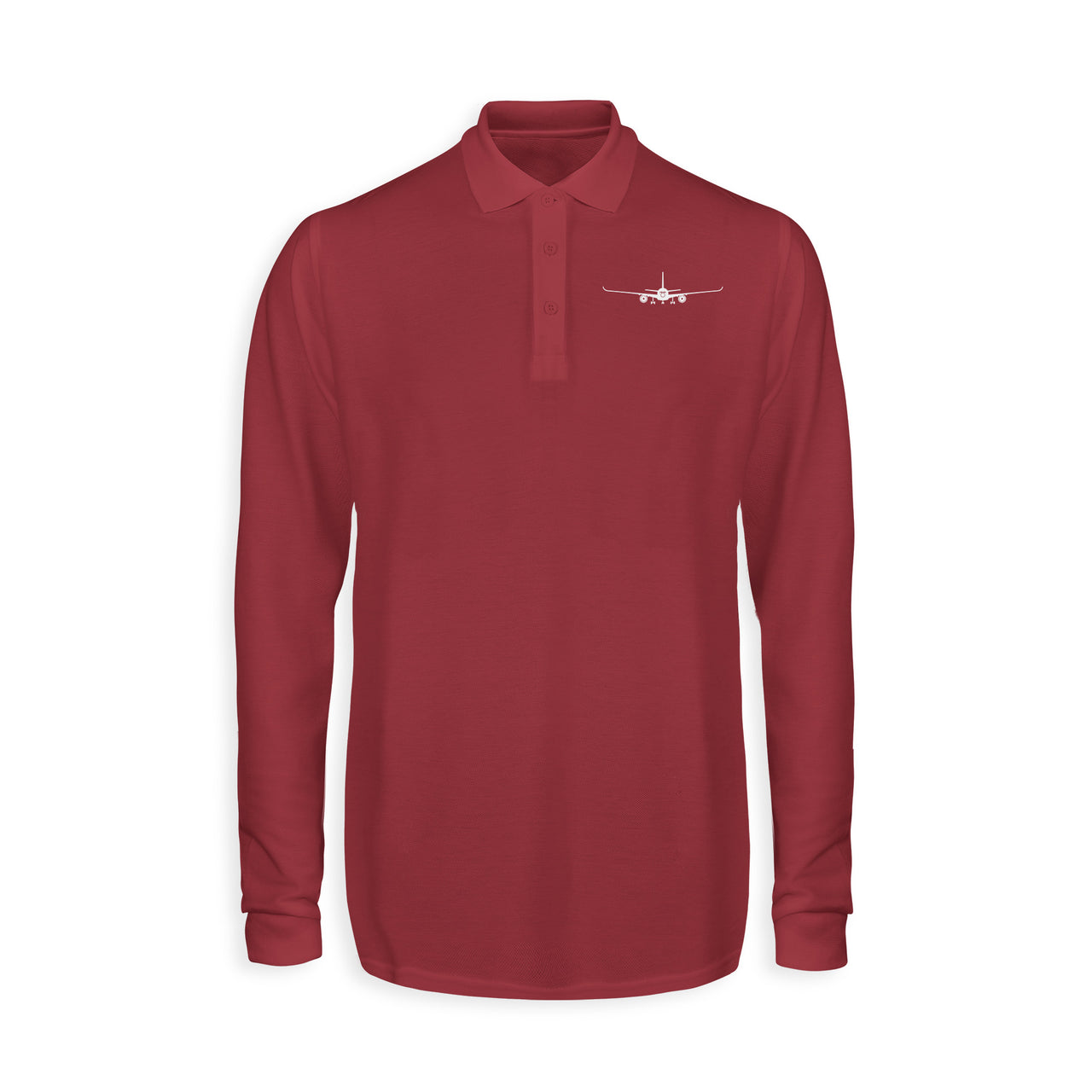 Airbus A350 Silhouette Designed Long Sleeve Polo T-Shirts