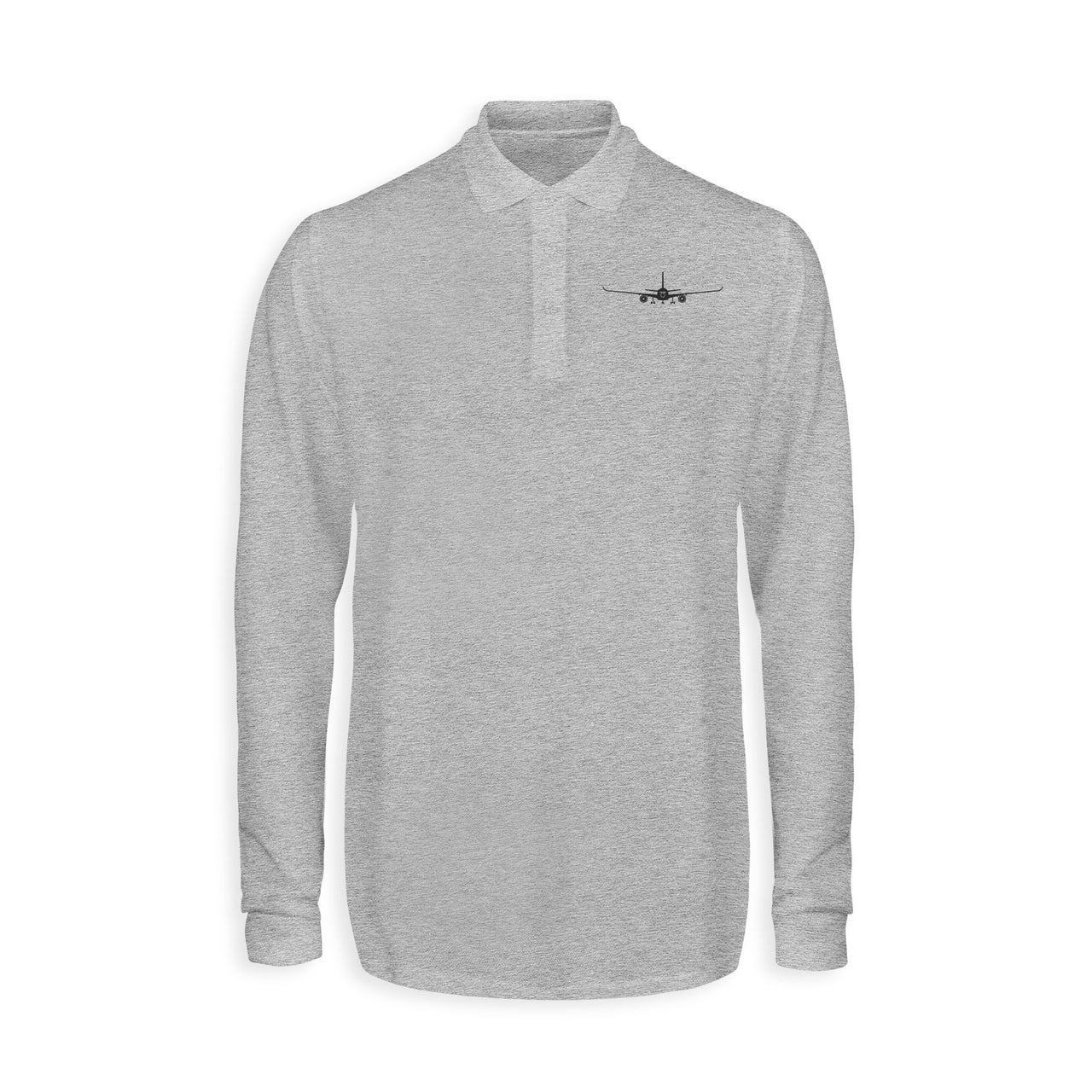 Airbus A350 Silhouette Designed Long Sleeve Polo T-Shirts