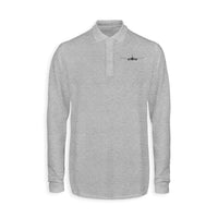 Thumbnail for Airbus A350 Silhouette Designed Long Sleeve Polo T-Shirts