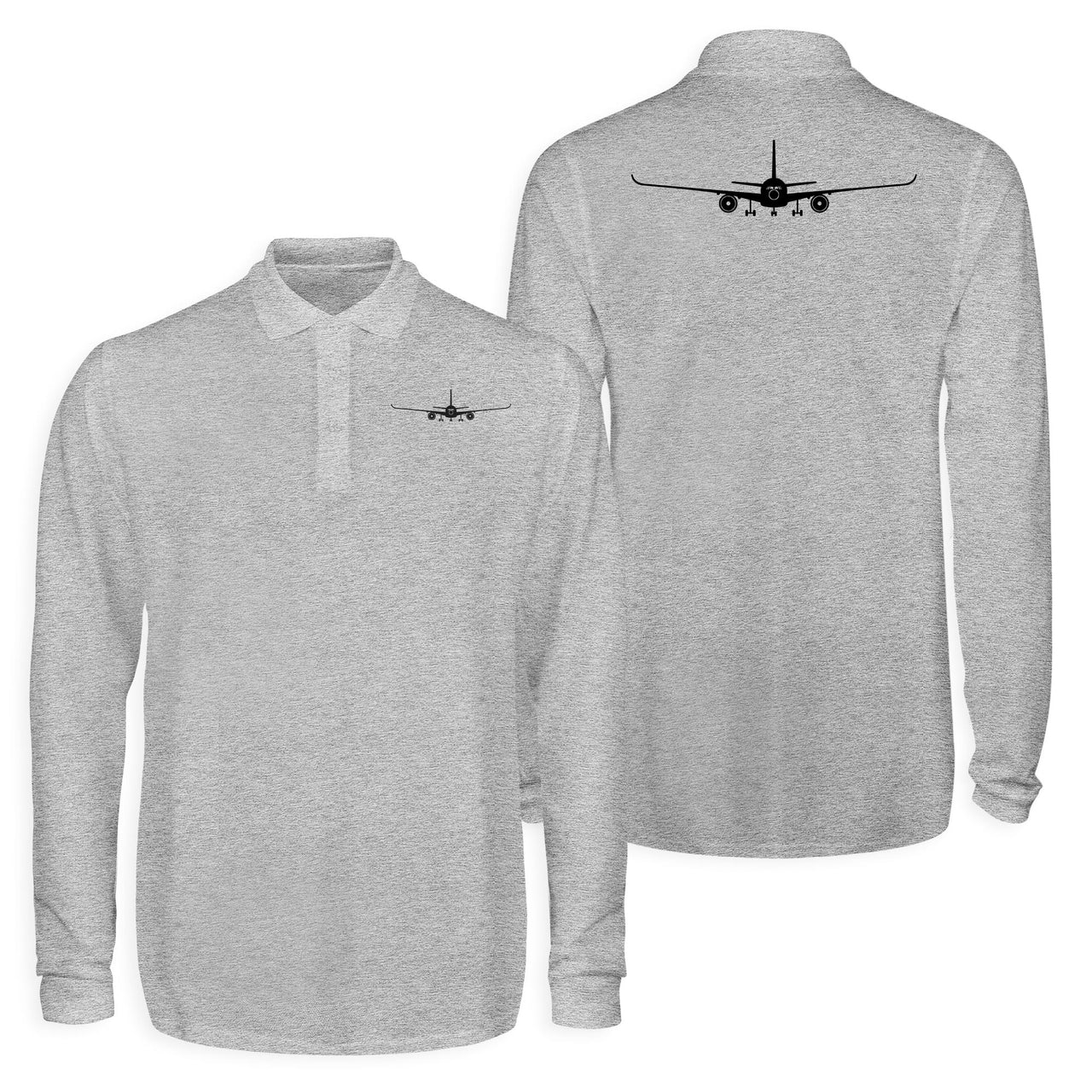 Airbus A350 Silhouette Designed Long Sleeve Polo T-Shirts (Double-Side)