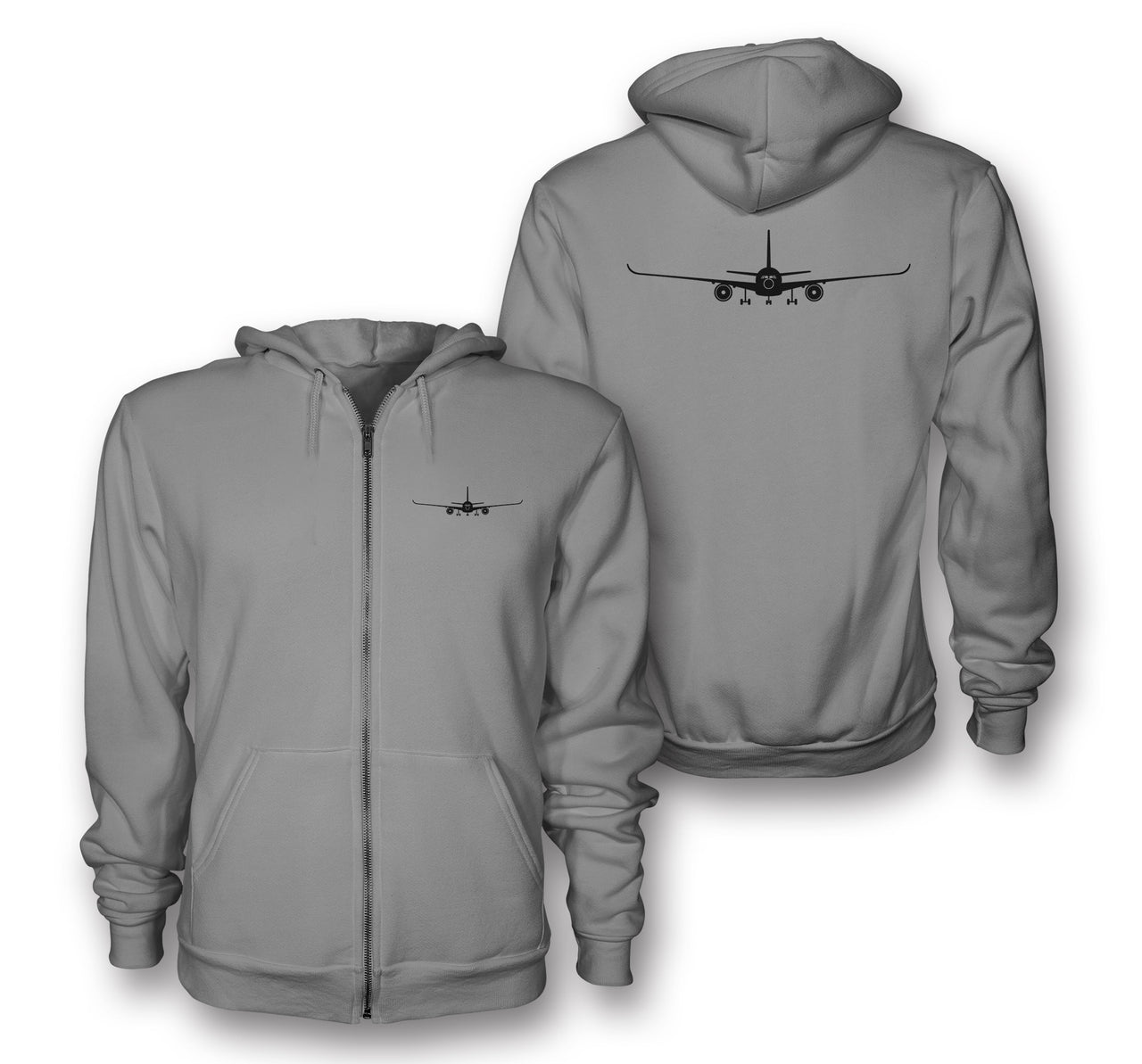 Airbus A350 Silhouette Designed Zipped Hoodies