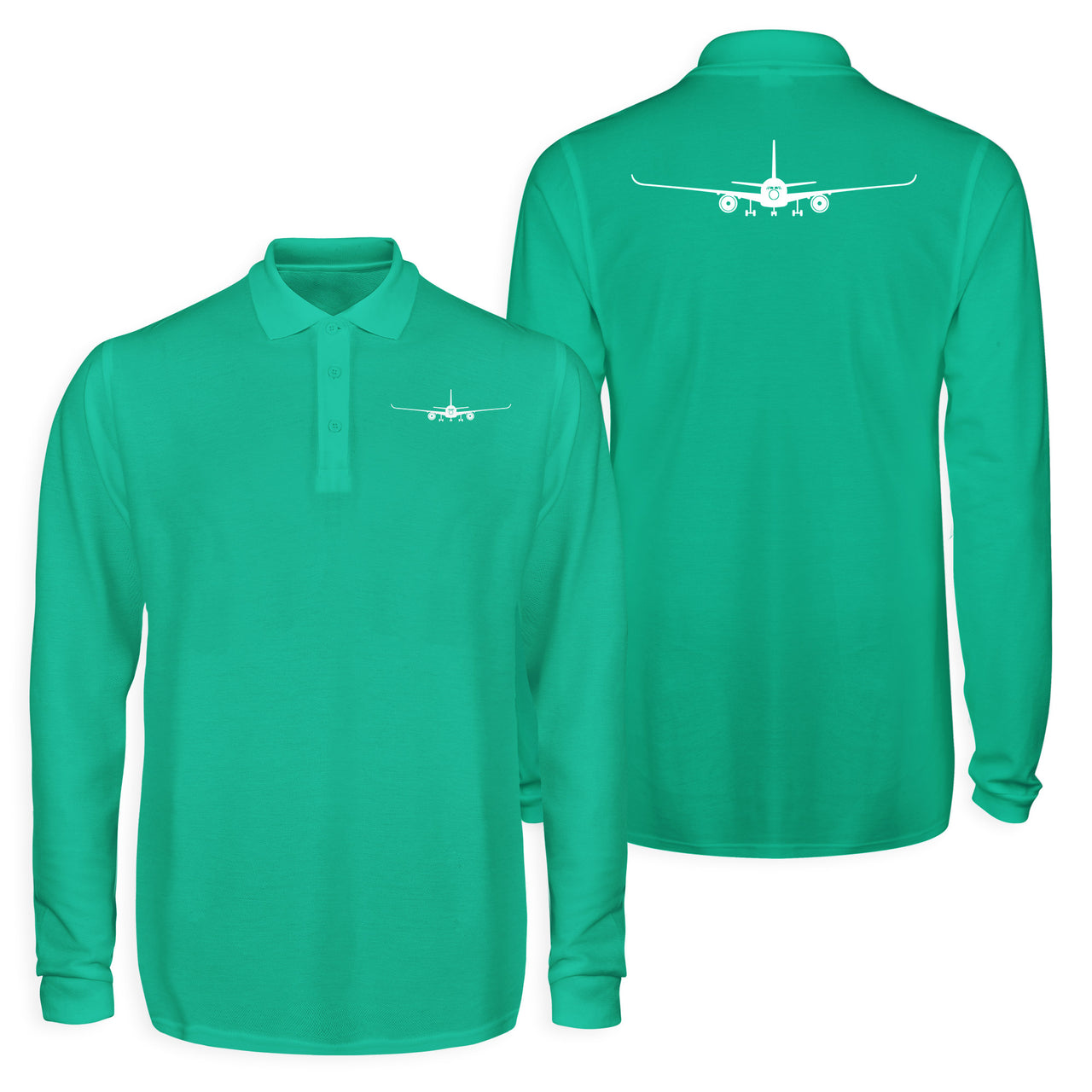 Airbus A350 Silhouette Designed Long Sleeve Polo T-Shirts (Double-Side)