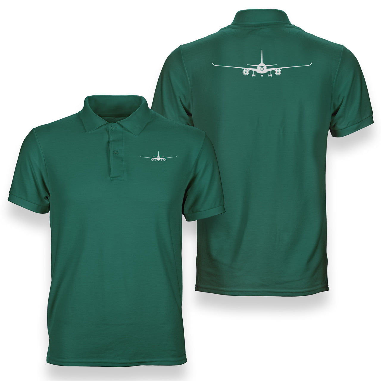 Airbus A350 Silhouette Designed Double Side Polo T-Shirts