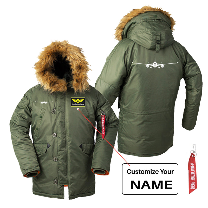 Airbus A350 Silhouette Designed Parka Bomber Jackets