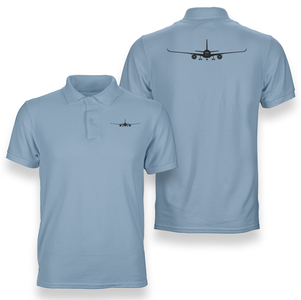 Airbus A350 Silhouette Designed Double Side Polo T-Shirts