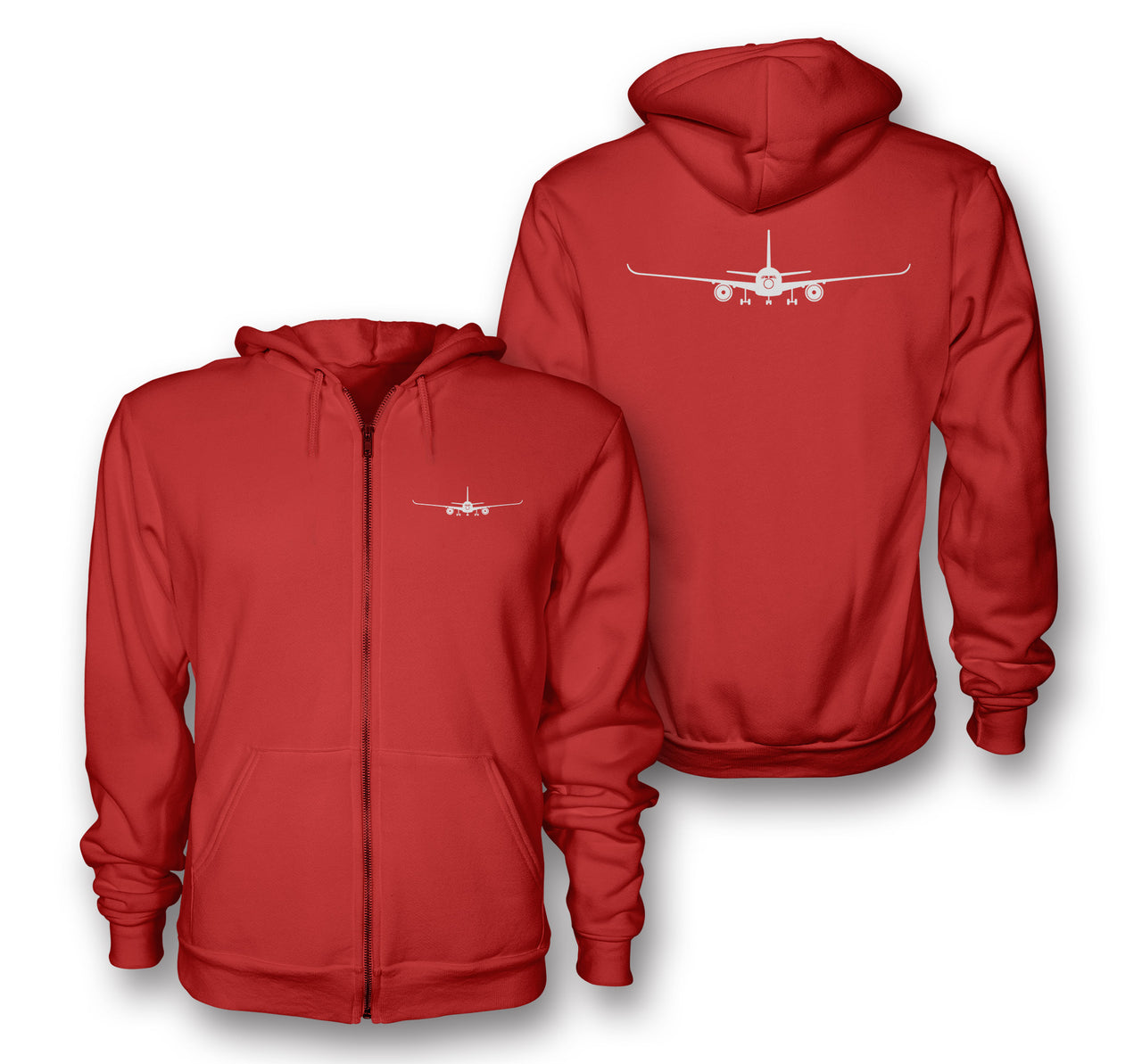 Airbus A350 Silhouette Designed Zipped Hoodies