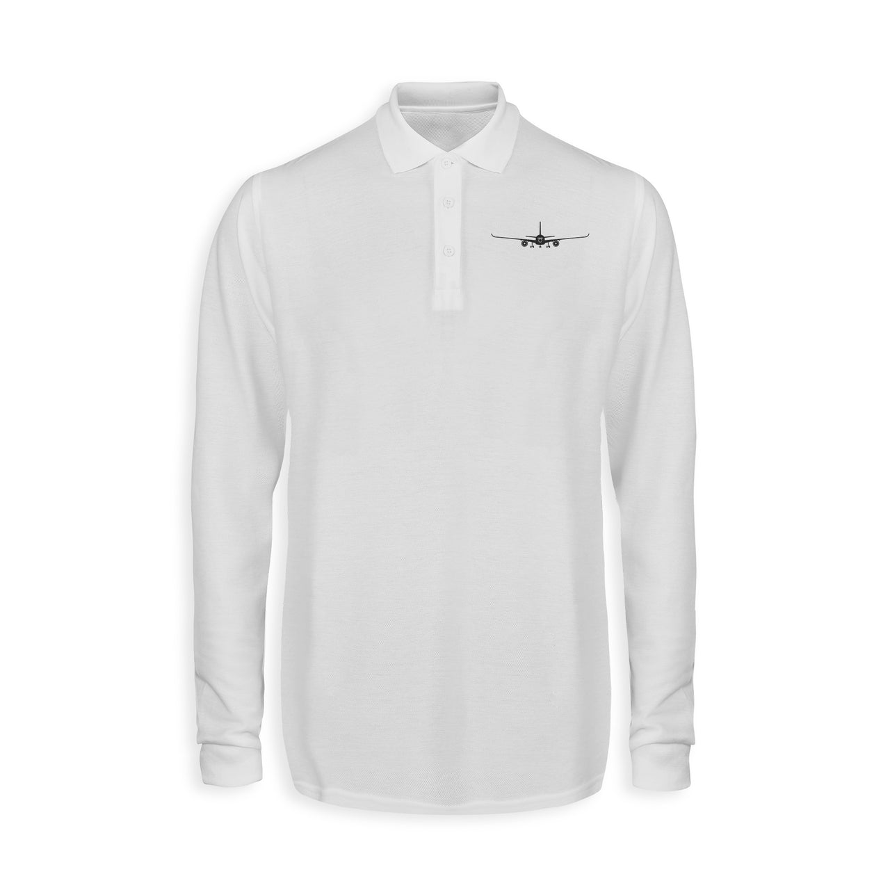 Airbus A350 Silhouette Designed Long Sleeve Polo T-Shirts