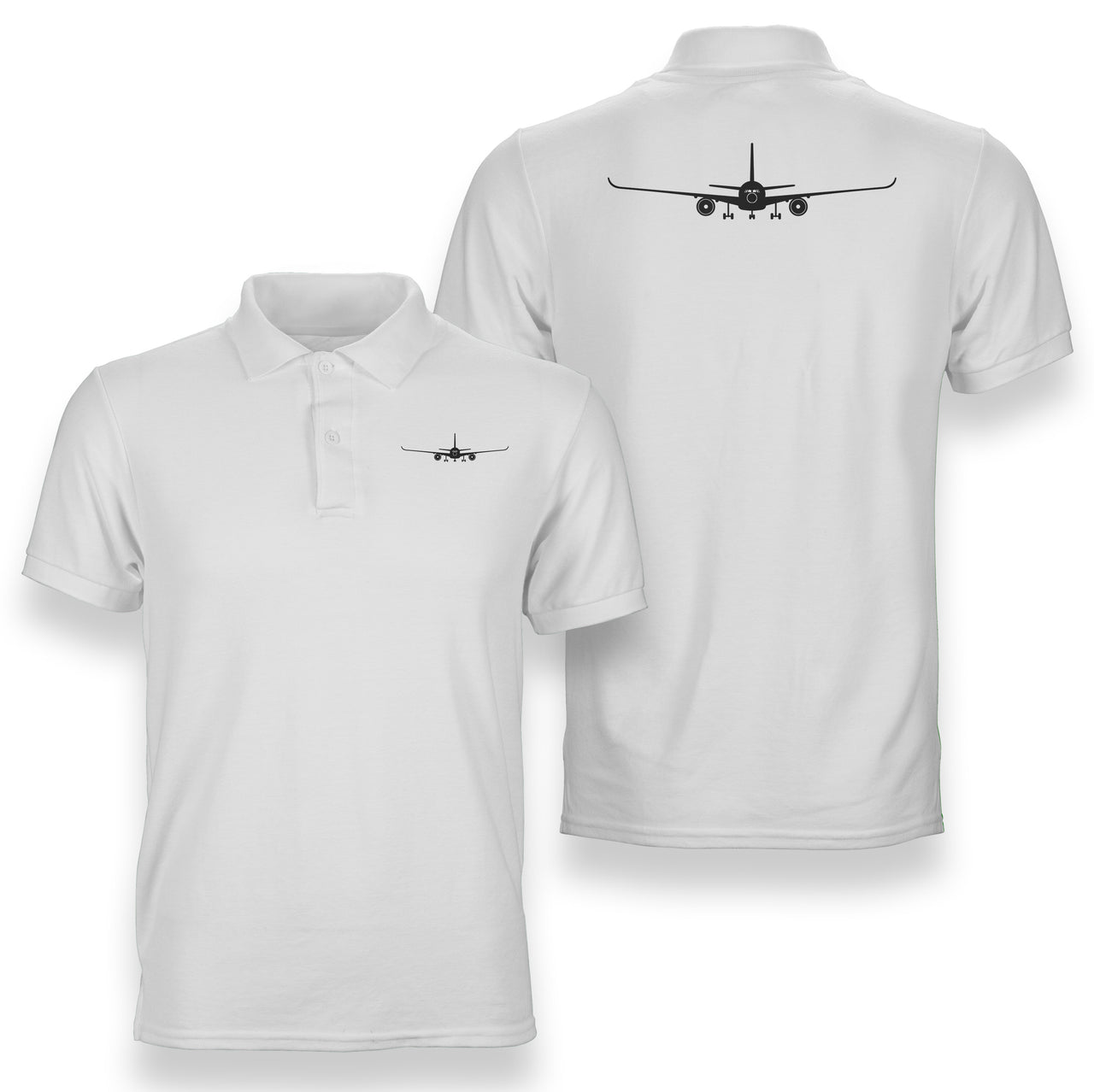 Airbus A350 Silhouette Designed Double Side Polo T-Shirts