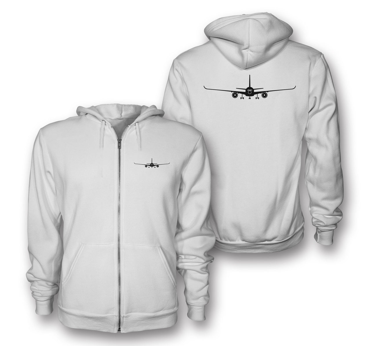 Airbus A350 Silhouette Designed Zipped Hoodies